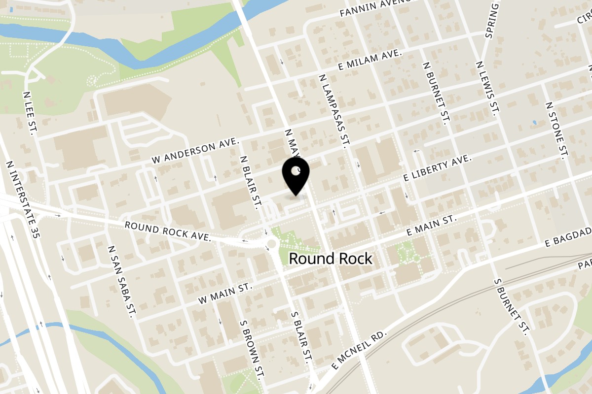 Map showing the location of Brasas Peruanas on 206 N Mays St in Round Rock